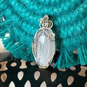 Silver and Gray Wire-Wrapped Pendant